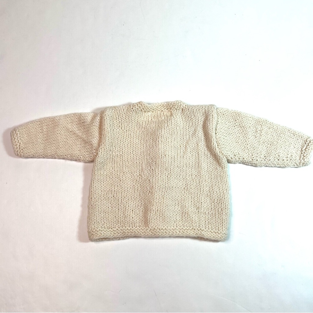 NWOT Mako Hand Knit Wool Blend Cardigan Natural - Picture 7 of 8